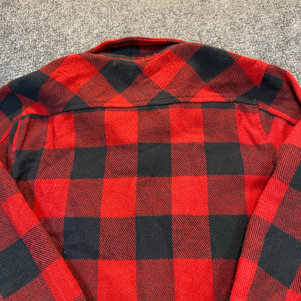 Eco Threads Mens XL Red Black Plaid Flannel Snap Shirt Casual Workwear Cabincore - Picture 5 of 7